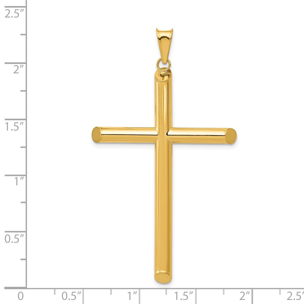Million Charms 14K Yellow Gold Themed 3-D Polished Hollow Relgious Cross Pendant
