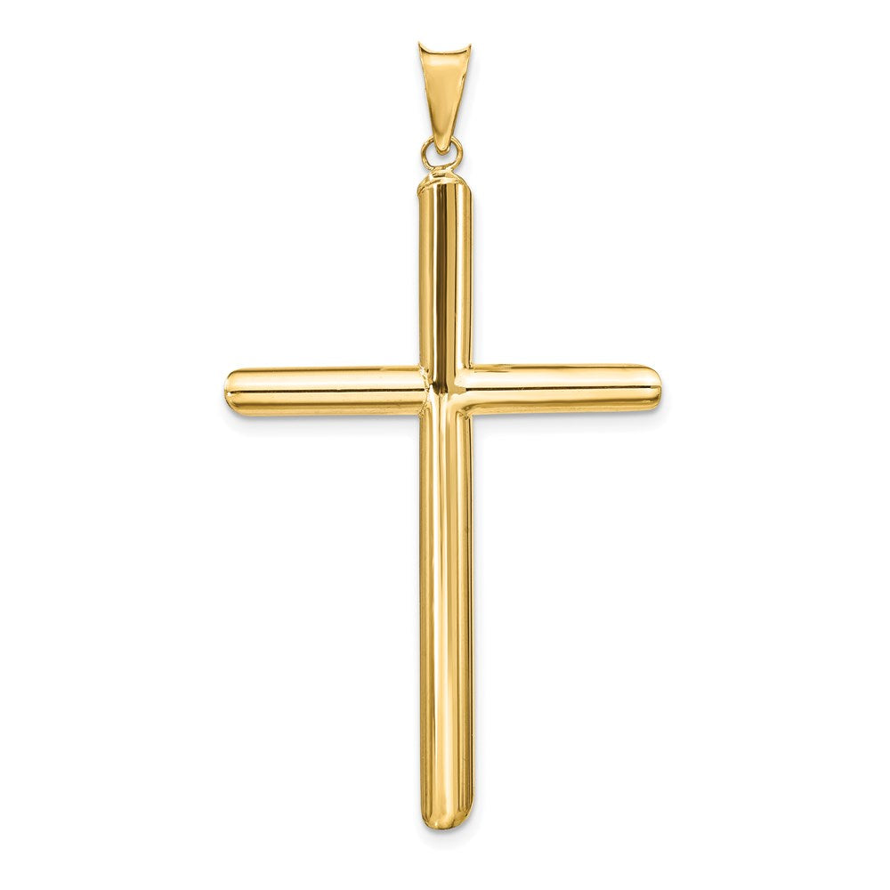 Million Charms 14K With Rhodium-plated 3-D Hollow Relgious Cross Pendant