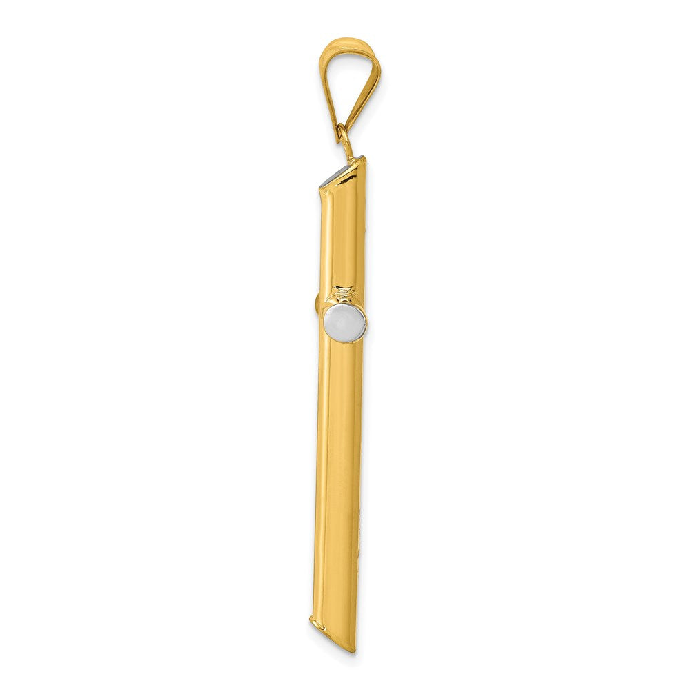 Million Charms 14K With Rhodium-plated 3-D Hollow Relgious Cross Pendant