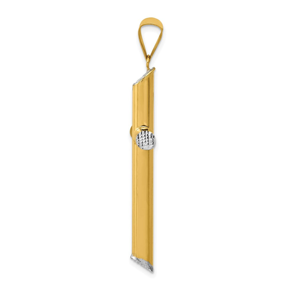 Million Charms 14K With Rhodium-plated 3-D Hollow Relgious Cross Pendant