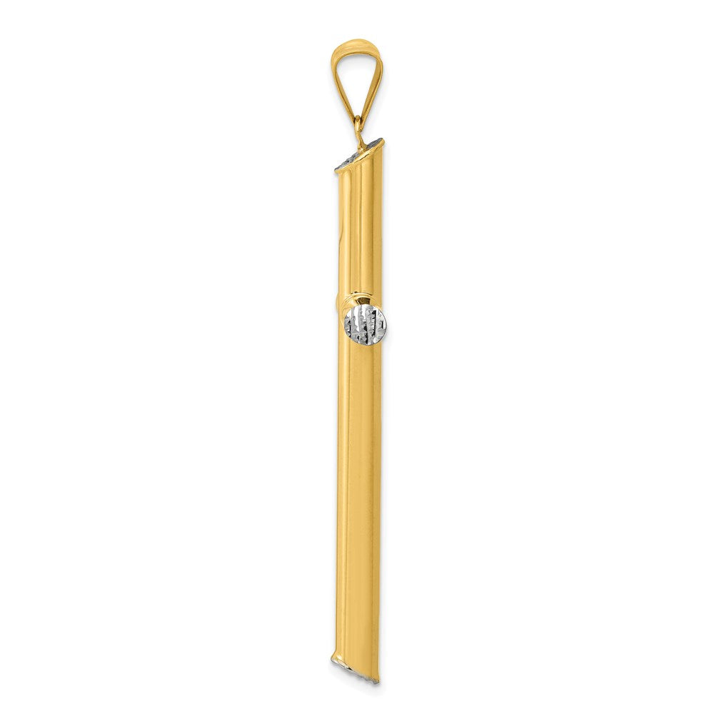 Million Charms 14K Yellow & Rhodium-plated Diamond-Cut Relgious Cross Pendant