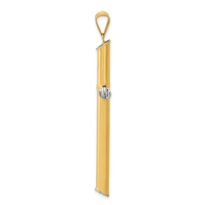 Million Charms 14K Yellow & Rhodium-plated Diamond-Cut Relgious Cross Pendant