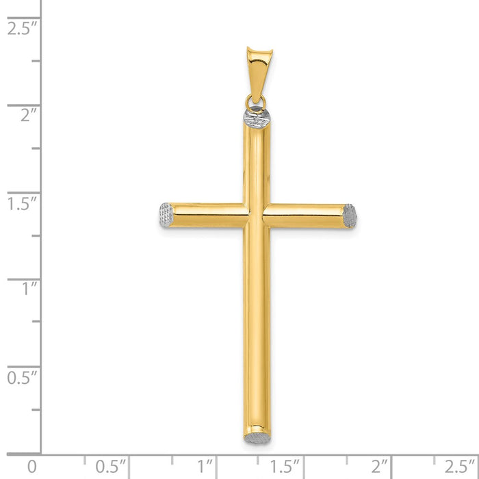 Million Charms 14K Yellow & Rhodium-plated Diamond-Cut Relgious Cross Pendant