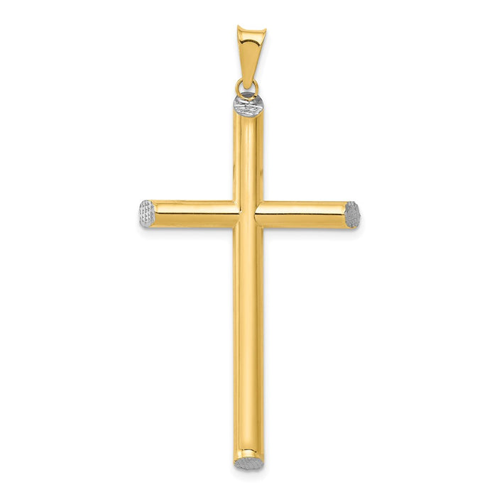 Million Charms 14K Yellow & Rhodium-plated Diamond-Cut Relgious Cross Pendant