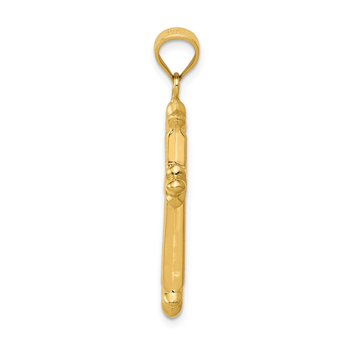 Million Charms 14K Yellow Gold Themed Reversible Diamond-Cut Relgious Cross Pendant