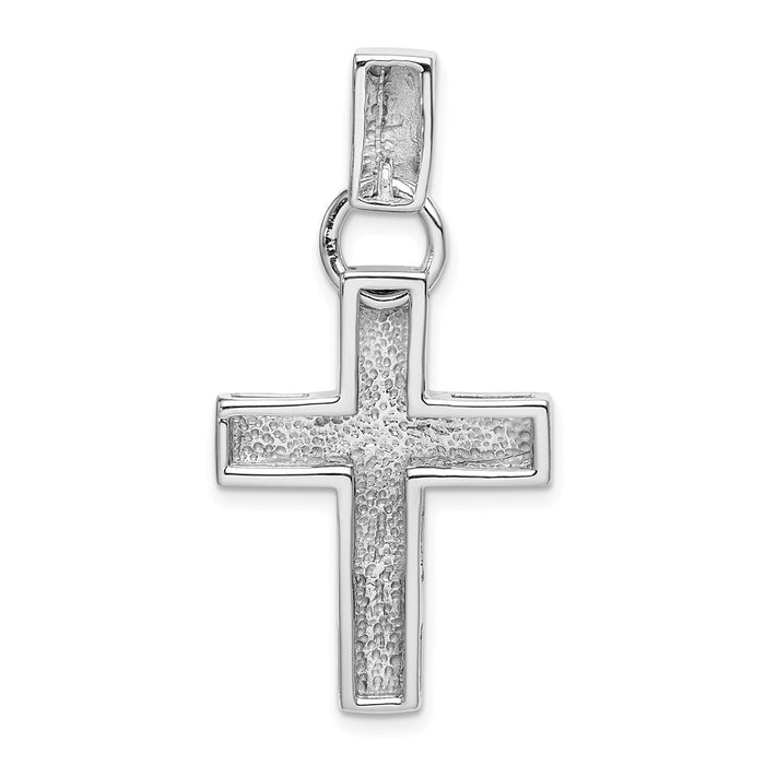 Million Charms 14K White Gold Themed Modern Relgious Cross Pendant