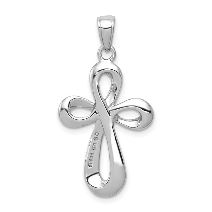 Million Charms 14K White Gold Themed Relgious Cross Pendant