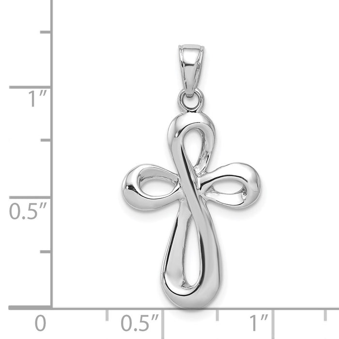 Million Charms 14K White Gold Themed Relgious Cross Pendant