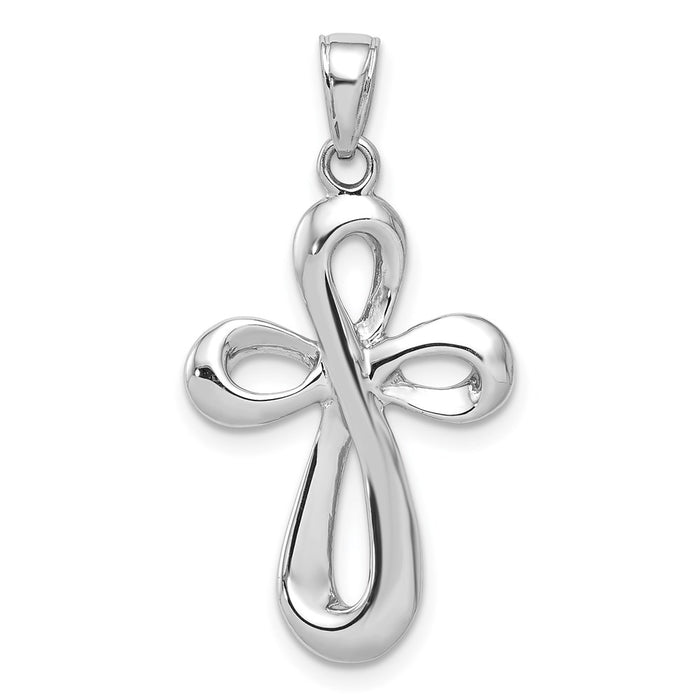 Million Charms 14K White Gold Themed Relgious Cross Pendant