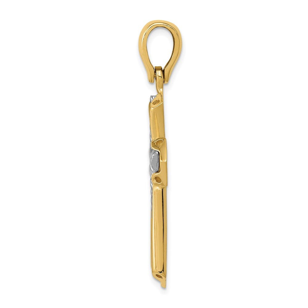 Million Charms 14K Two-Tone Solid Relgious Cross Pendant