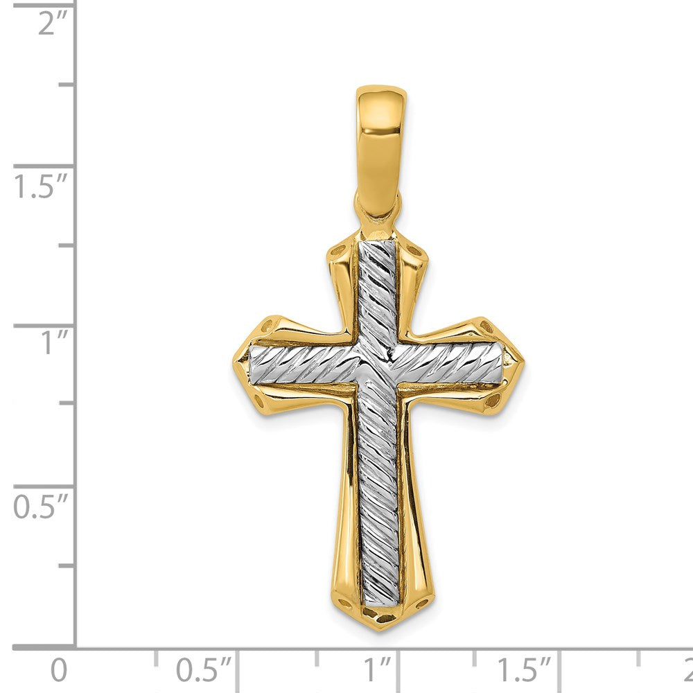 Million Charms 14K Two-Tone Solid Relgious Cross Pendant