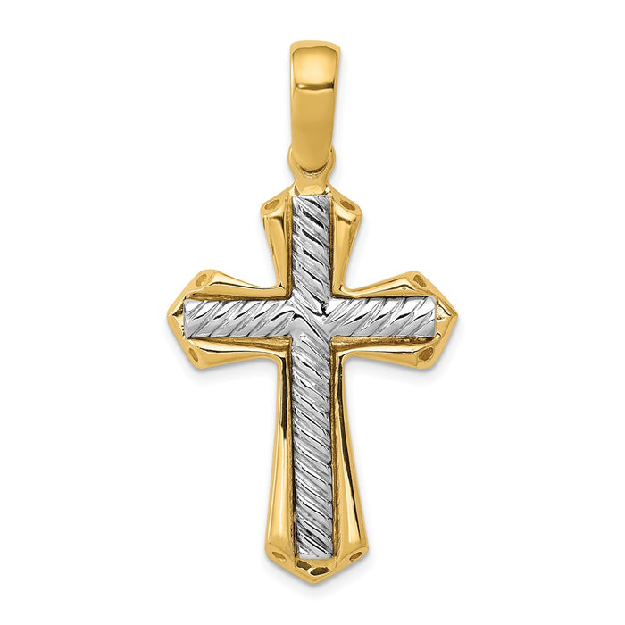 Million Charms 14K Two-Tone Solid Relgious Cross Pendant