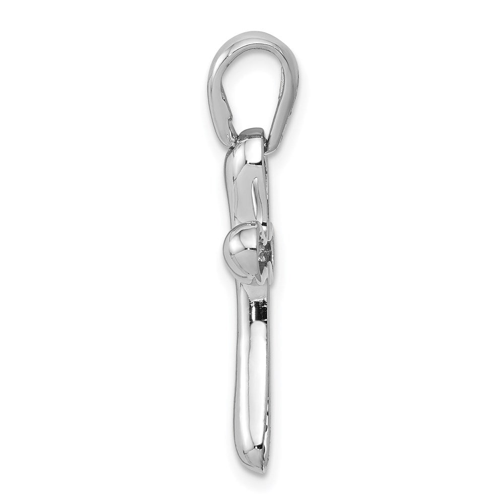 Million Charms 14K White Gold Themed Freeform Relgious Cross Pendant