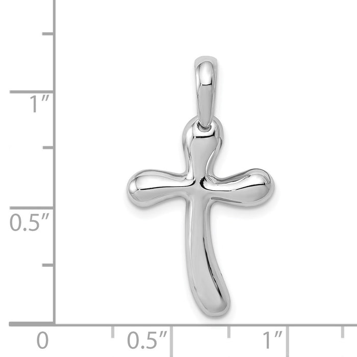 Million Charms 14K White Gold Themed Freeform Relgious Cross Pendant