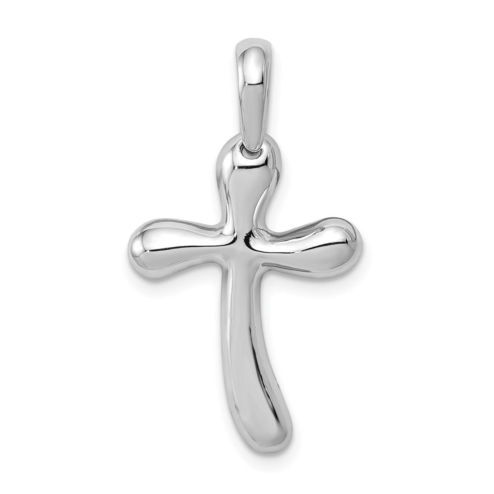 Million Charms 14K White Gold Themed Freeform Relgious Cross Pendant