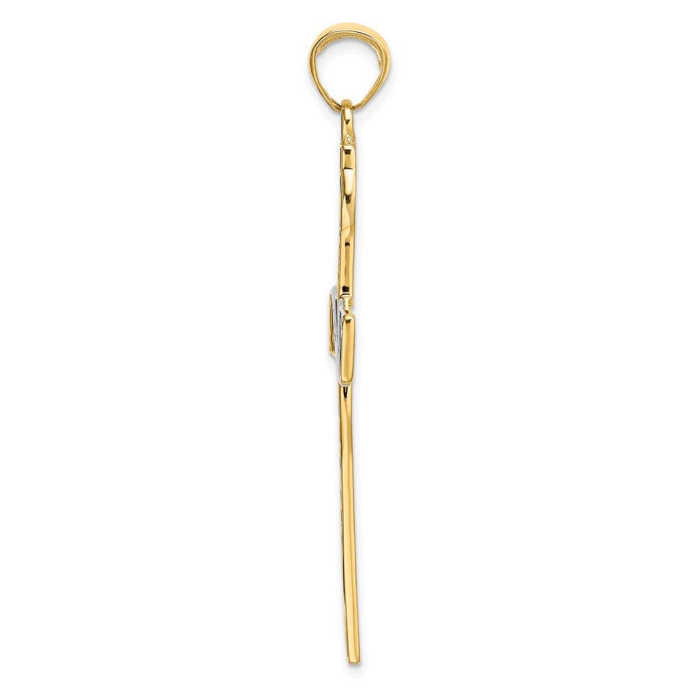 Million Charms 14K Yellow Gold Themed, Rhodium-plated Latin Relgious Cross Pendant