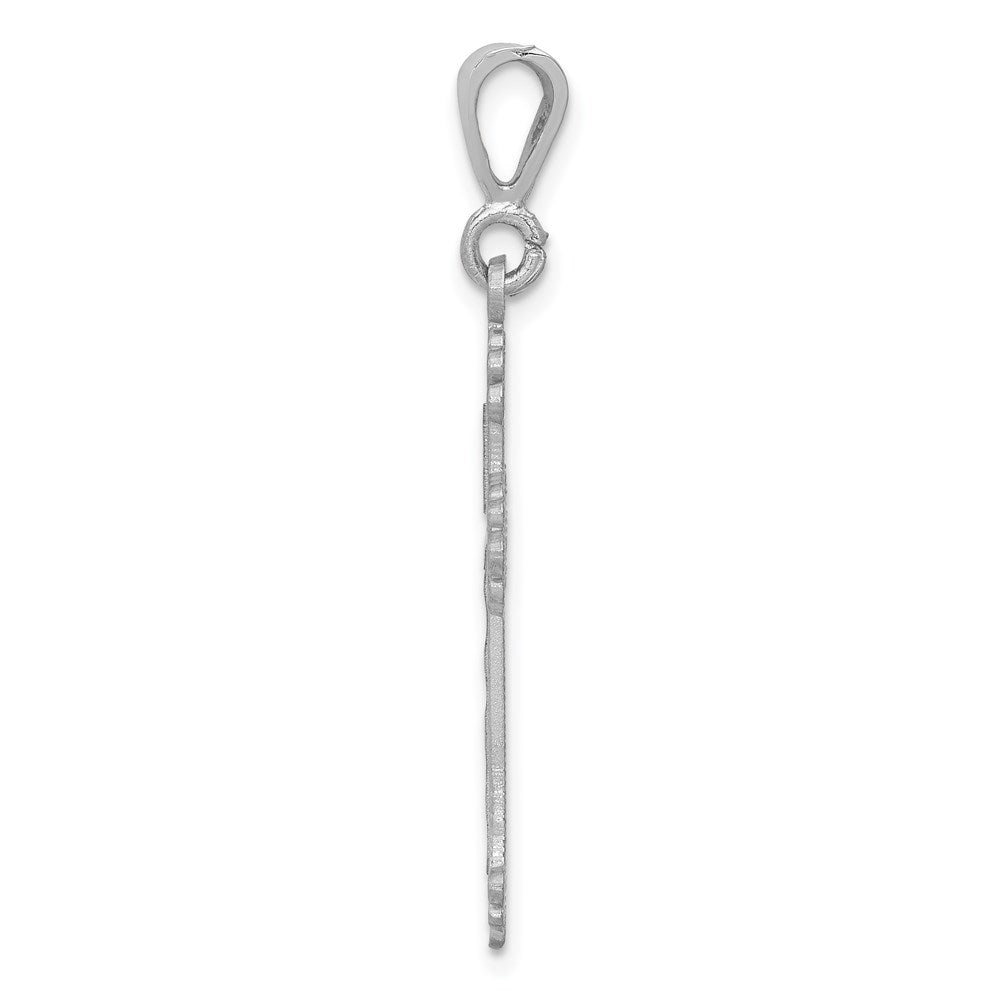 Million Charms 14K White Gold Themed Budded Relgious Cross Pendant