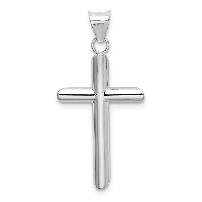 Million Charms 14K White Gold Themed Polished Hollow Relgious Cross Pendant