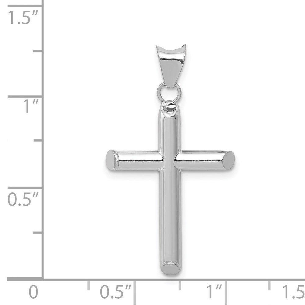 Million Charms 14K White Gold Themed Polished Hollow Relgious Cross Pendant