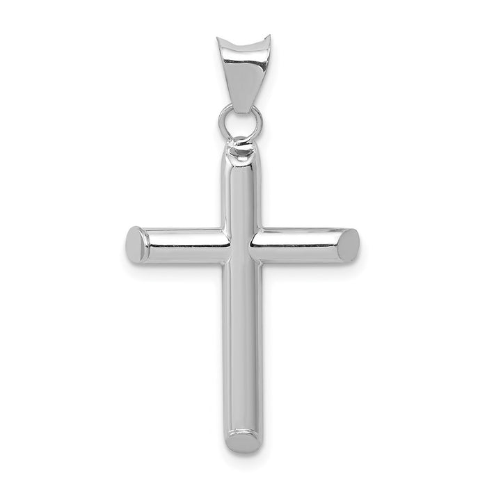 Million Charms 14K White Gold Themed Polished Hollow Relgious Cross Pendant