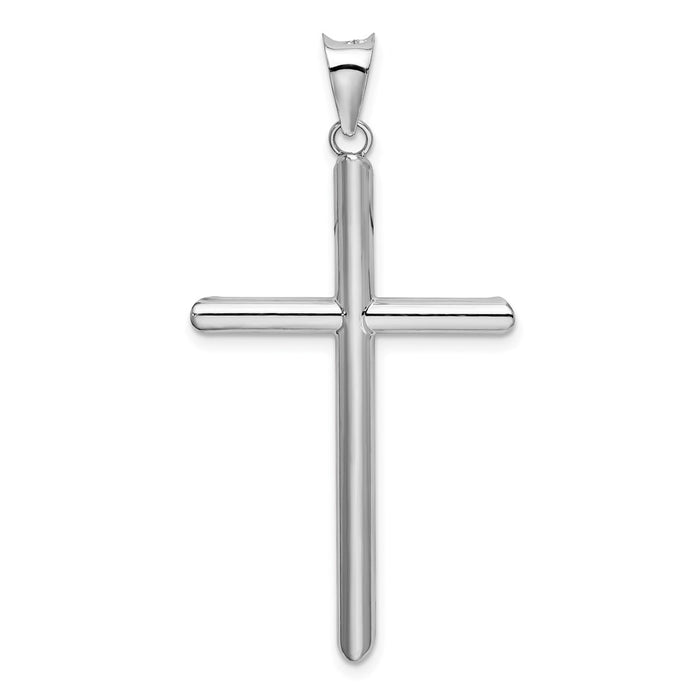 Million Charms 14K White Gold Themed Polished Hollow Relgious Cross Pendant