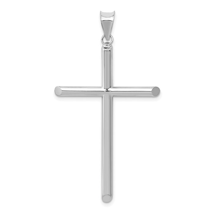 Million Charms 14K White Gold Themed Polished Hollow Relgious Cross Pendant