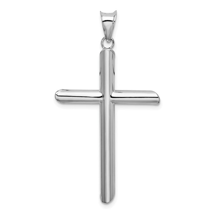 Million Charms 14K White Gold Themed Polished Hollow Relgious Cross Pendant