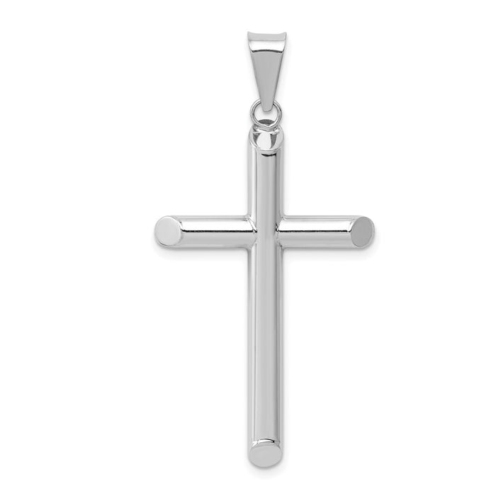 Million Charms 14K White Gold Themed Polished Hollow Relgious Cross Pendant