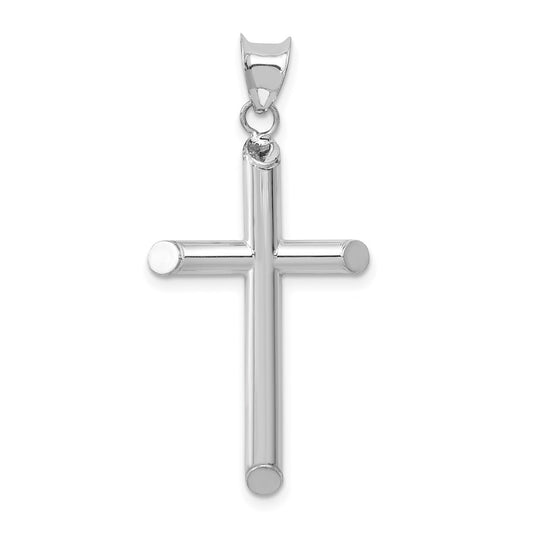 Million Charms 14K White Gold Themed Hollow Relgious Cross Pendant
