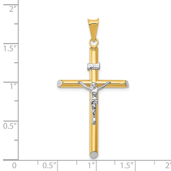 Million Charms 14K Two-Tone & Rhodium-plated Inri Relgious Crucifix Pendant