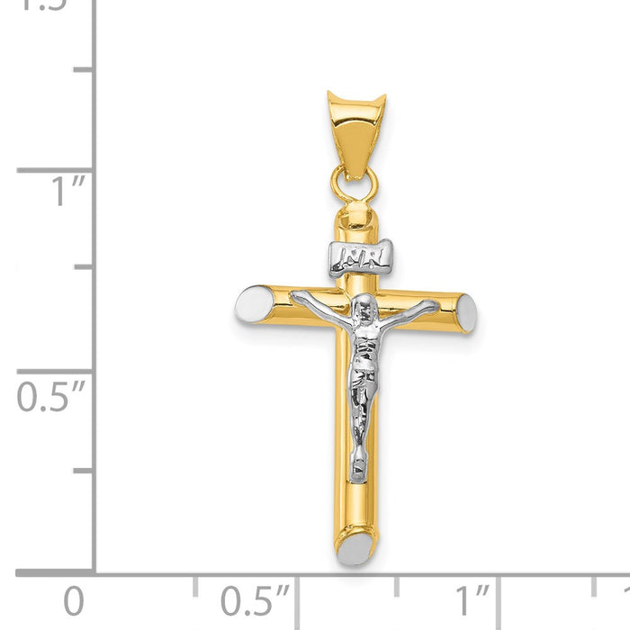 Million Charms 14K Two-Tone & Rhodium-plated Inri Relgious Crucifix Pendant