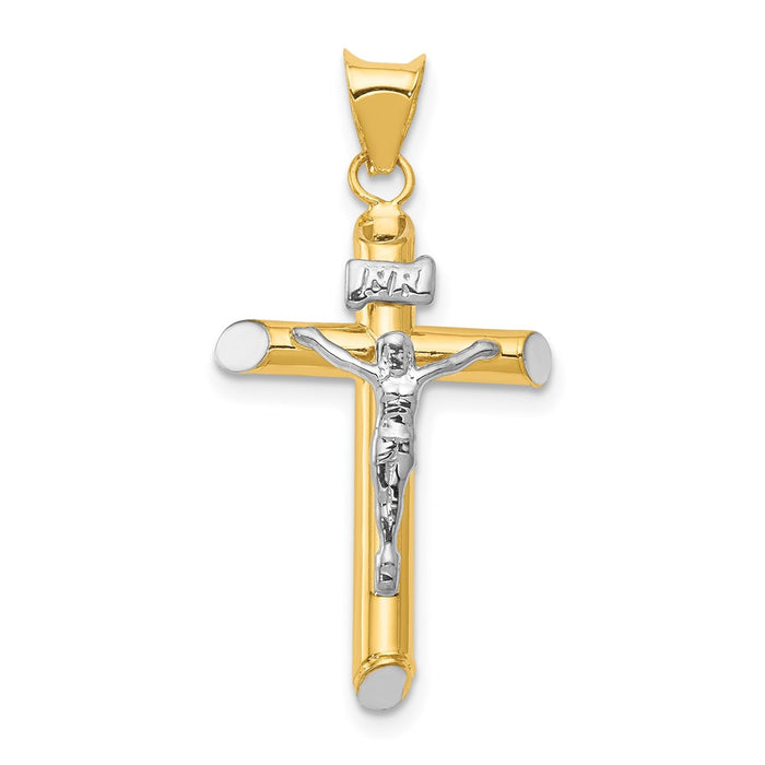 Million Charms 14K Two-Tone & Rhodium-plated Inri Relgious Crucifix Pendant