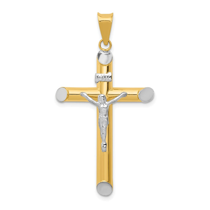 Million Charms 14K Two-Tone & Rhodium-plated Inri Relgious Crucifix Pendant