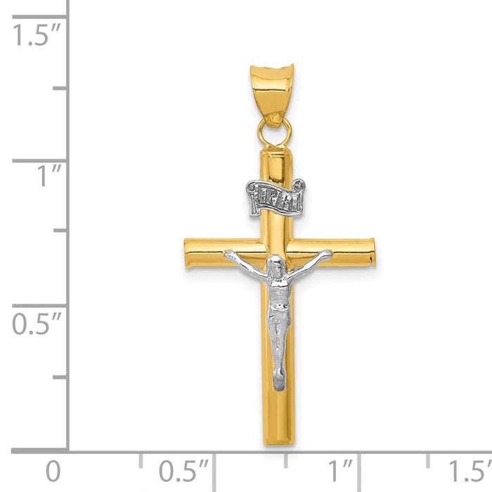 Million Charms 14K Two-Tone Inri Relgious Crucifix Pendant