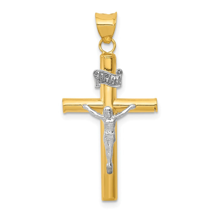 Million Charms 14K Two-Tone Inri Relgious Crucifix Pendant