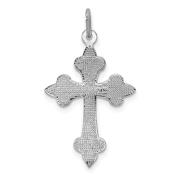 Million Charms 14K White Gold Themed Relgious Cross Pendant