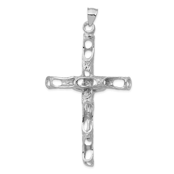 Million Charms 14K White Gold Themed Relgious Crucifix Pendant