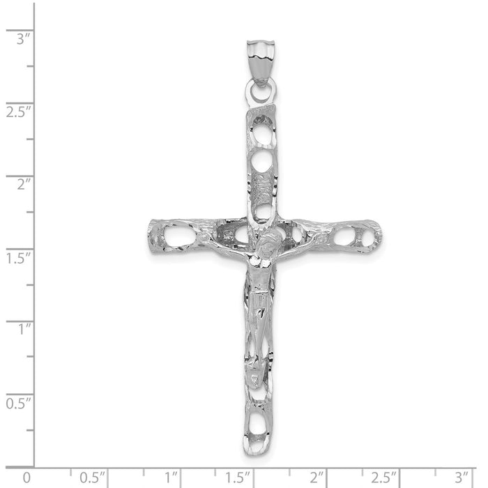 Million Charms 14K White Gold Themed Relgious Crucifix Pendant