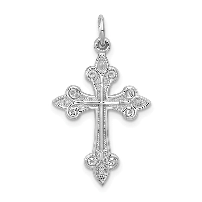 Million Charms 14K White Gold Themed Relgious Cross Pendant