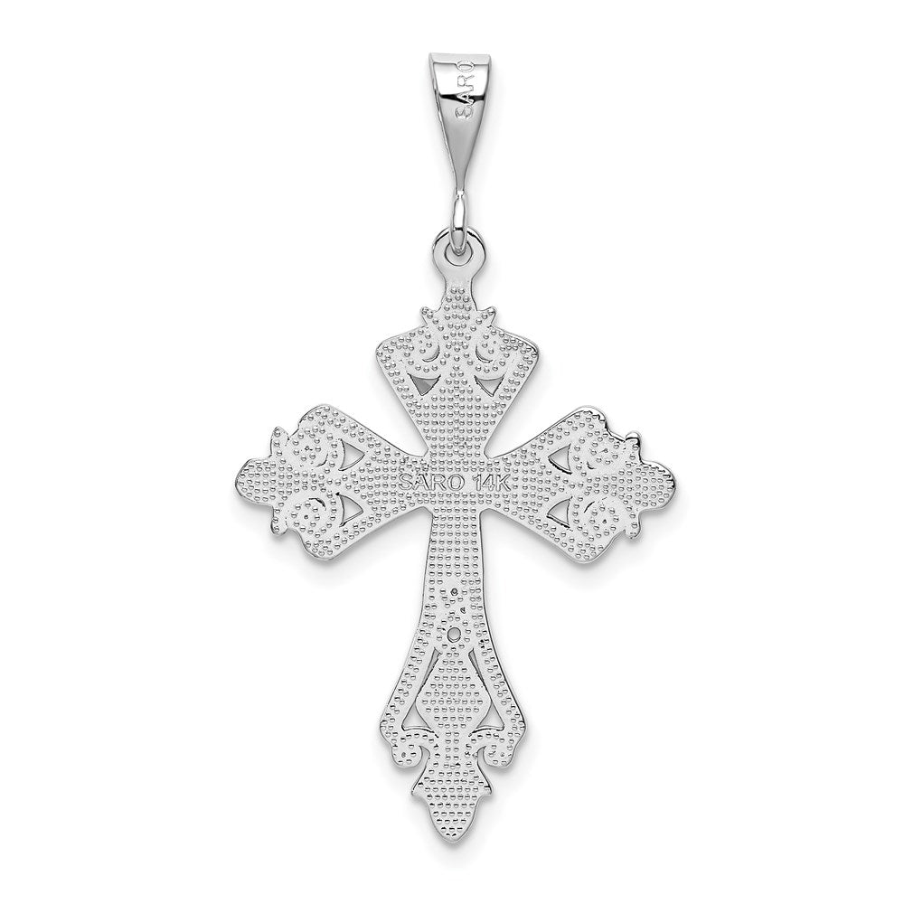 Million Charms 14K White Gold Themed Relgious Cross Pendant