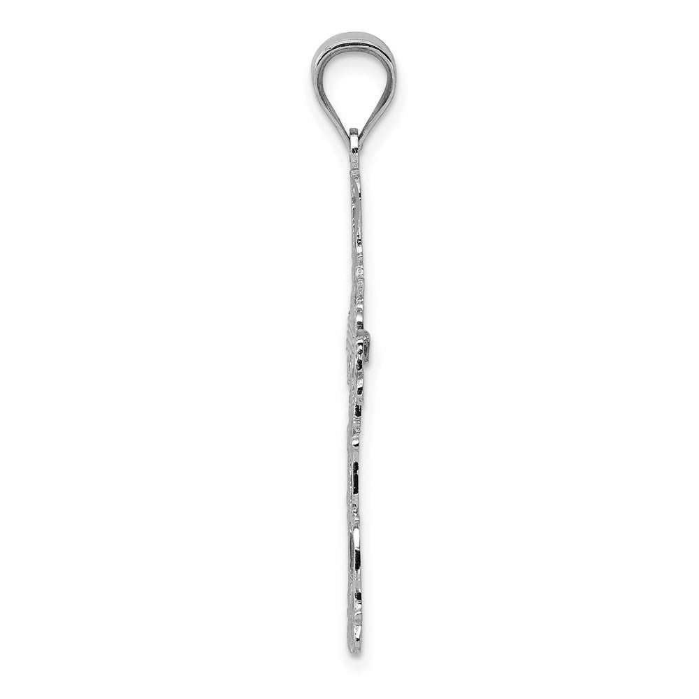 Million Charms 14K White Gold Themed Latin Relgious Cross Pendant