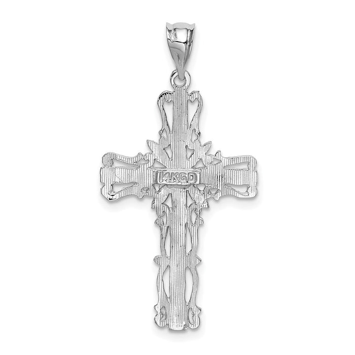 Million Charms 14K White Gold Themed Latin Relgious Cross Pendant