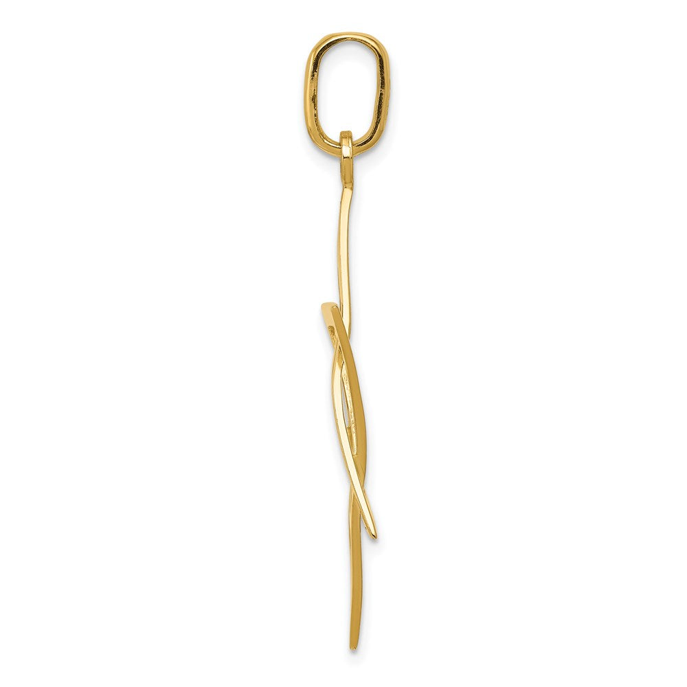Million Charms 14K Yellow Gold Themed Elongated Religious Jewish Star Of David Pendant