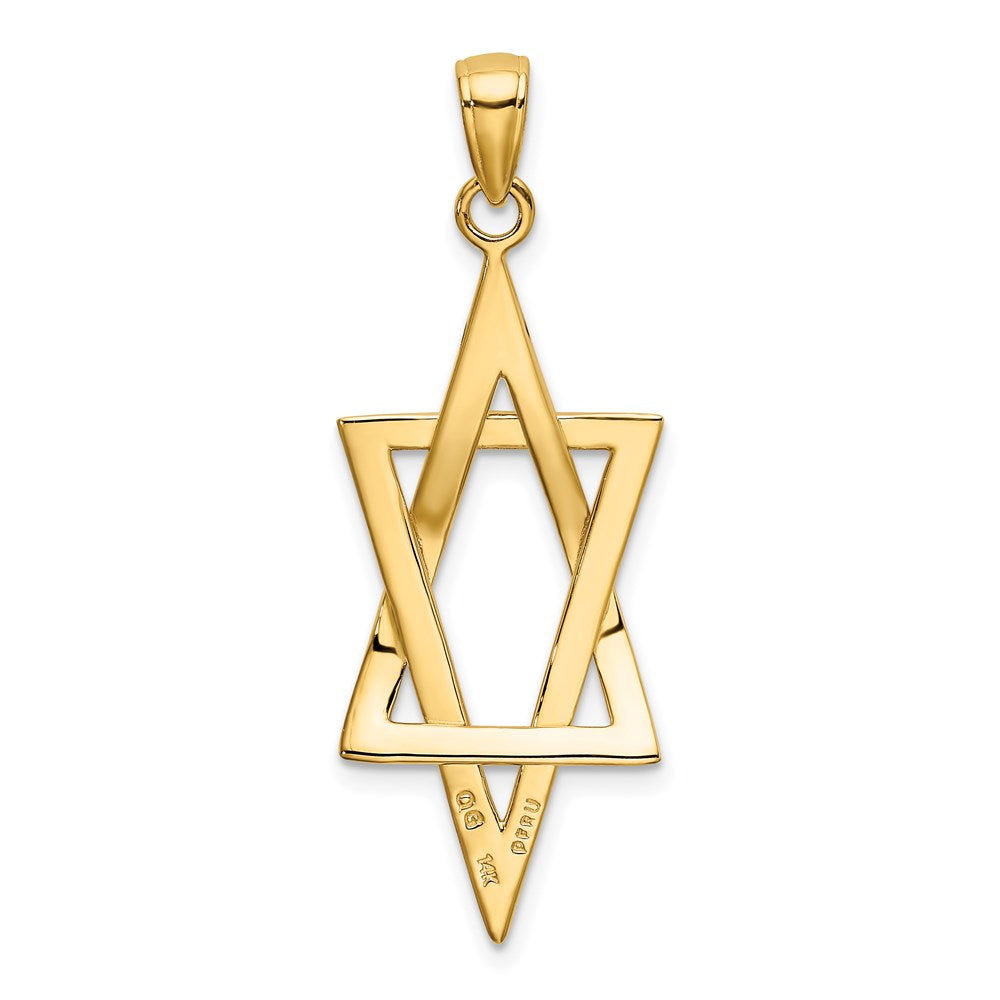 Million Charms 14K Yellow Gold Themed Elongated Religious Jewish Star Of David Pendant