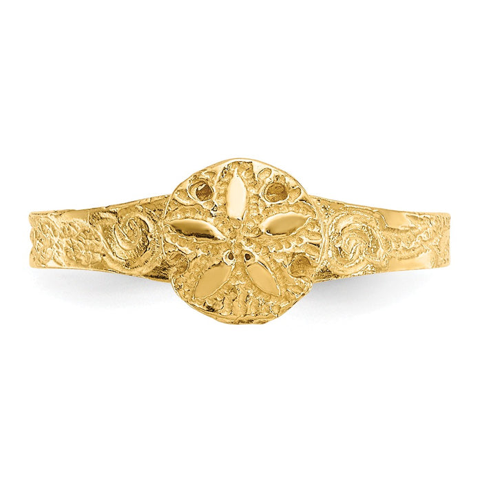 14k Yellow Gold Diamond-cut Sand Dollar Toe Ring