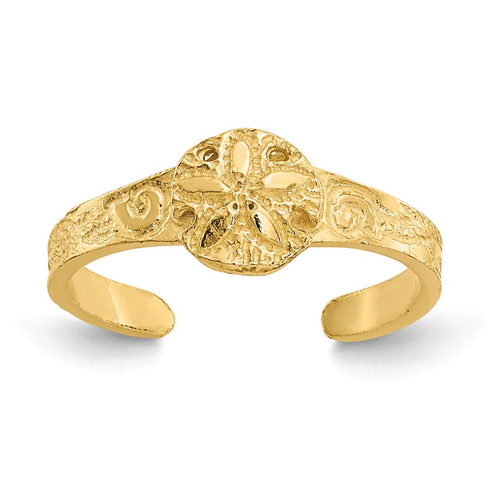 14k Yellow Gold Diamond-cut Sand Dollar Toe Ring