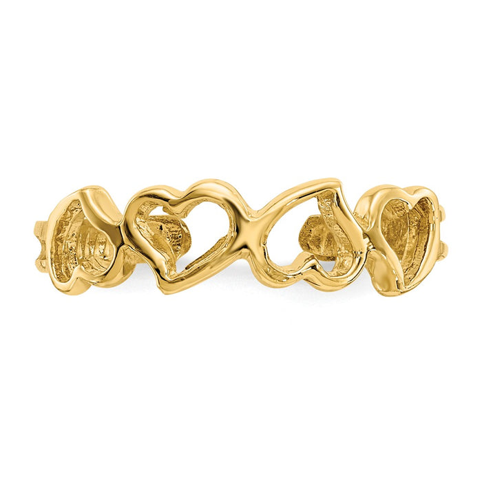 14k Yellow Gold Heart Toe Ring