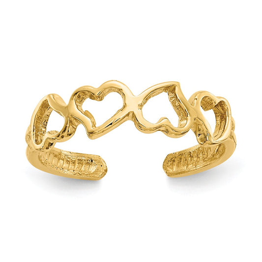 14k Yellow Gold Heart Toe Ring