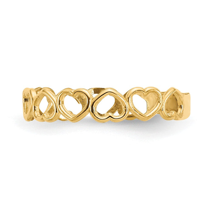 14k Yellow Gold Open Hearts Toe Ring