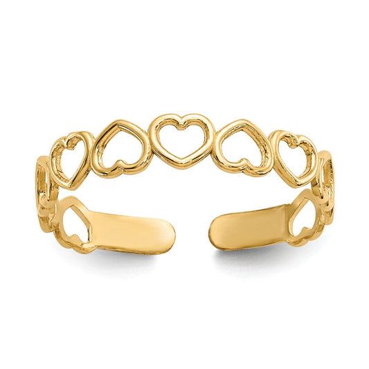 14k Yellow Gold Open Hearts Toe Ring